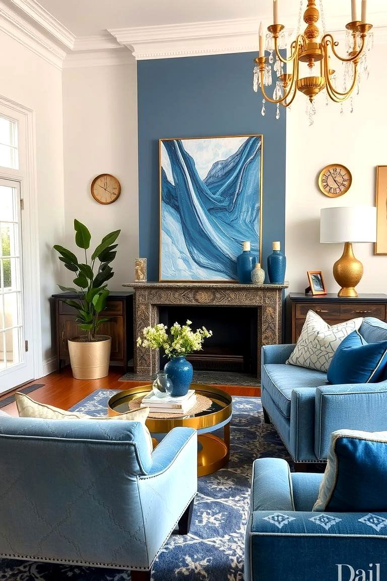 Harmonious Blue and Gold Accent Pieces - 24 Blue and Gold Bedroom Ideas