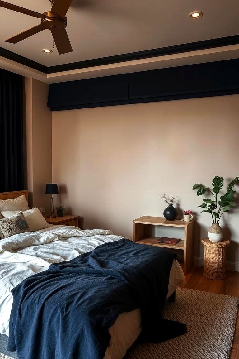 Harmonious Earth Tones with Dark Blue - 24 Dark Blue Bedroom Ideas