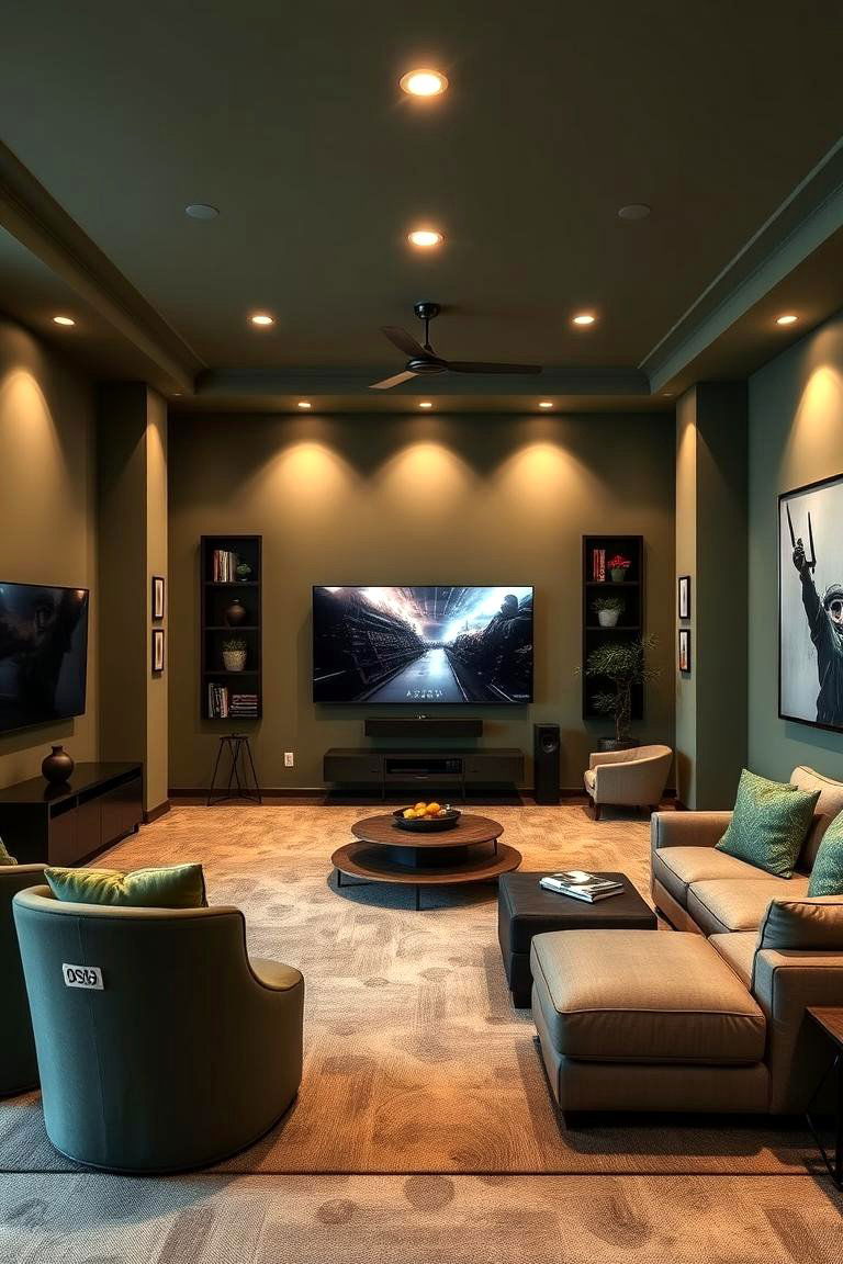 Harmonious Game Room - 24 Sage Green Paint Color Ideas