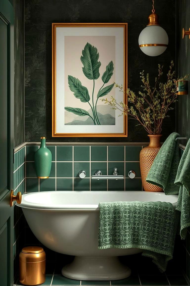 Harmonious Green and Gold Bath Decor - 24 Green and Gold Bathroom Ideas