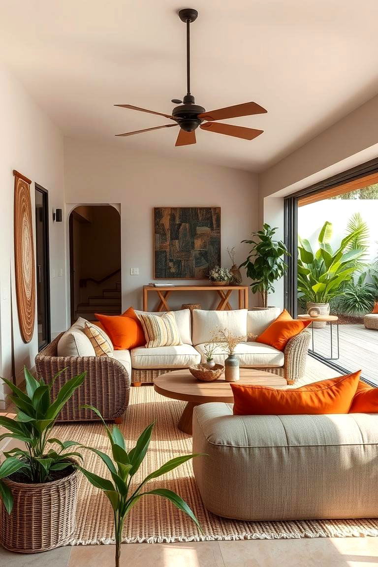 Harmonious Indoor Outdoor Burnt Orange Flow - 24 Burnt Orange Living Room Ideas
