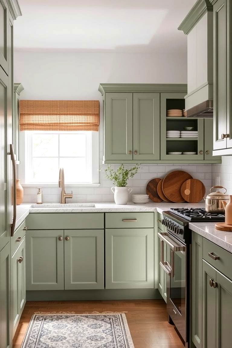 Harmonious Kitchen Retreat - 24 Rustic Sage Green Kitchen Cabinets