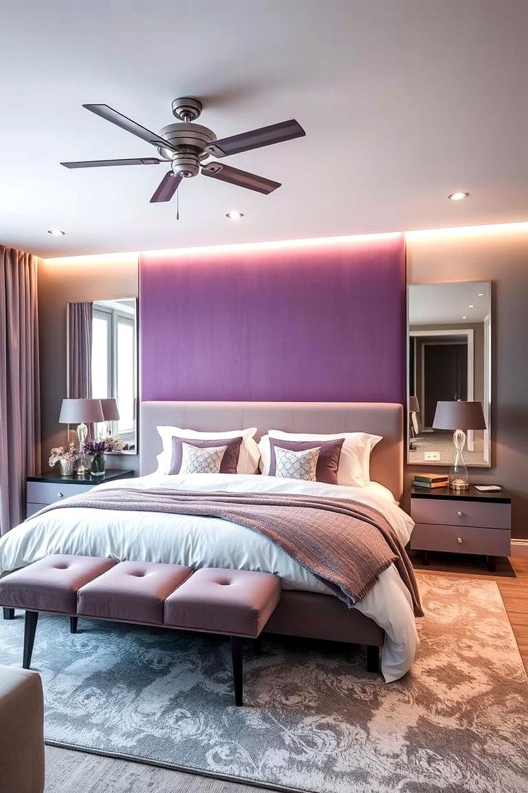Harmonious Lilac and Gray Mix - 24 Lilac Bedroom Ideas