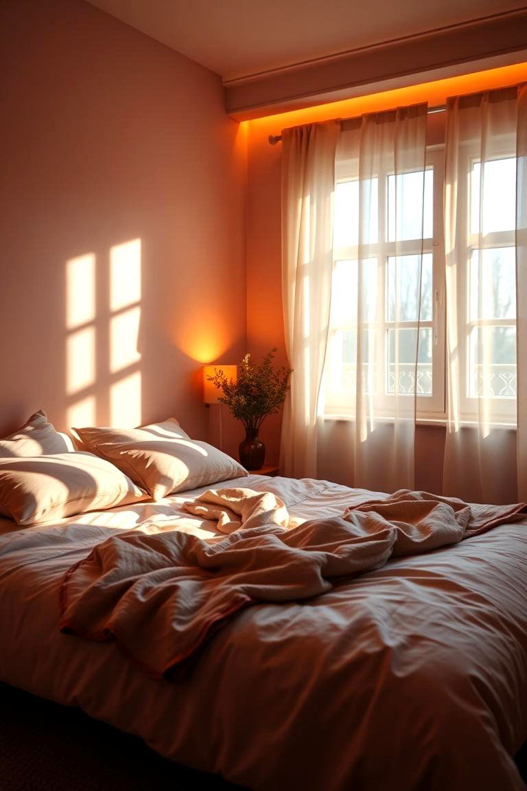 Harmonious Terracotta Lighting - 24 Terracotta Bedroom Ideas