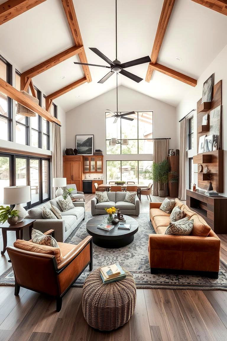 Harmoniously Blend Different Design Styles - 24 Large Living Room Ideas