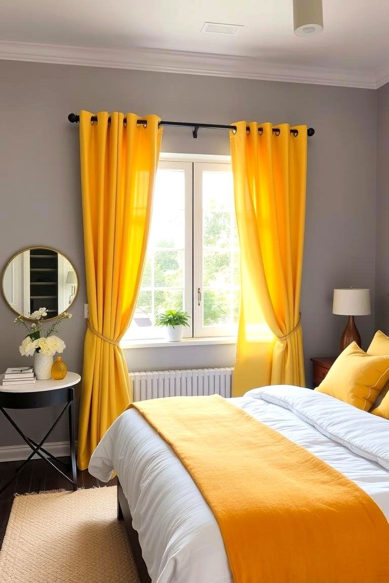 Harmonize with a Yellow and Grey Color Scheme - 24 Yellow Bedroom Ideas