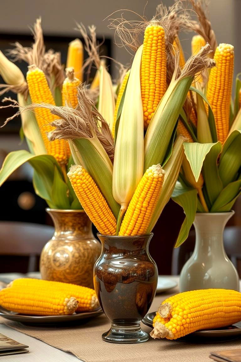 Harvest Corn Arrangement - 24 Fall Table Decor Ideas