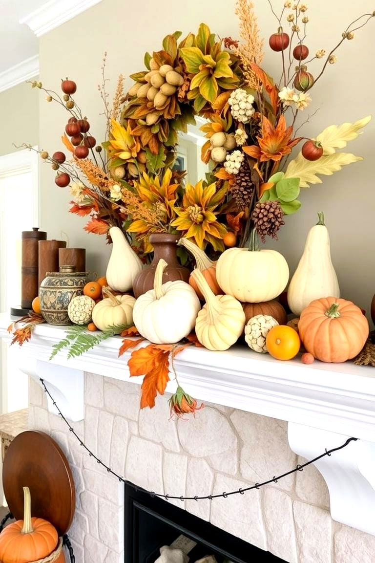Harvest Inspired Arrangements - 24 Fall Mantel Decor Ideas