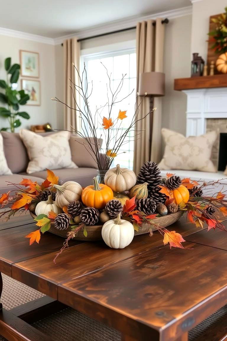 Harvest Inspired Table Decor - 24 Fall Living Room Ideas