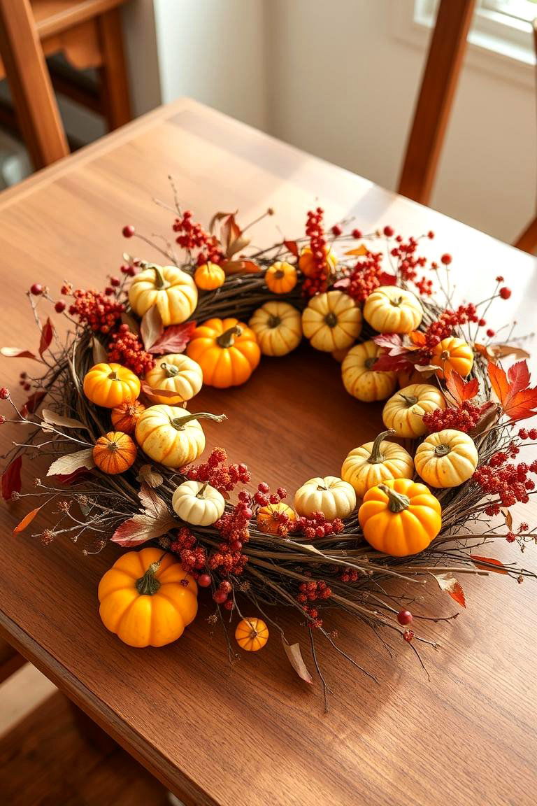 Harvest Wreath for the Table - 24 Fall Table Decor Ideas