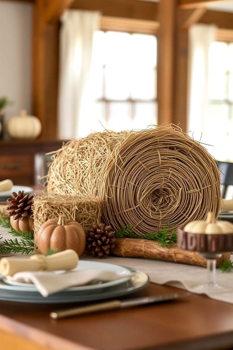 Hay Bale and Rustic Touches - 24 Fall Table Decor Ideas