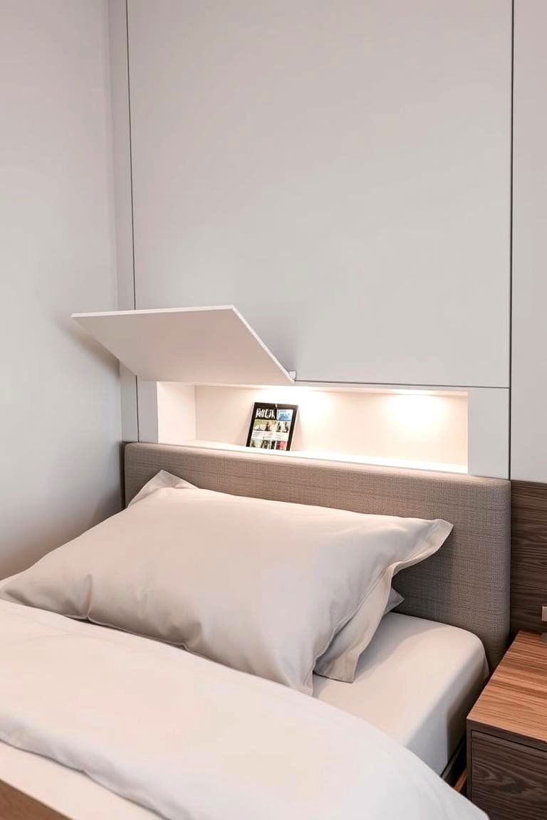 Headboard with Hidden Compartments - 24 small bedroom storage ideas