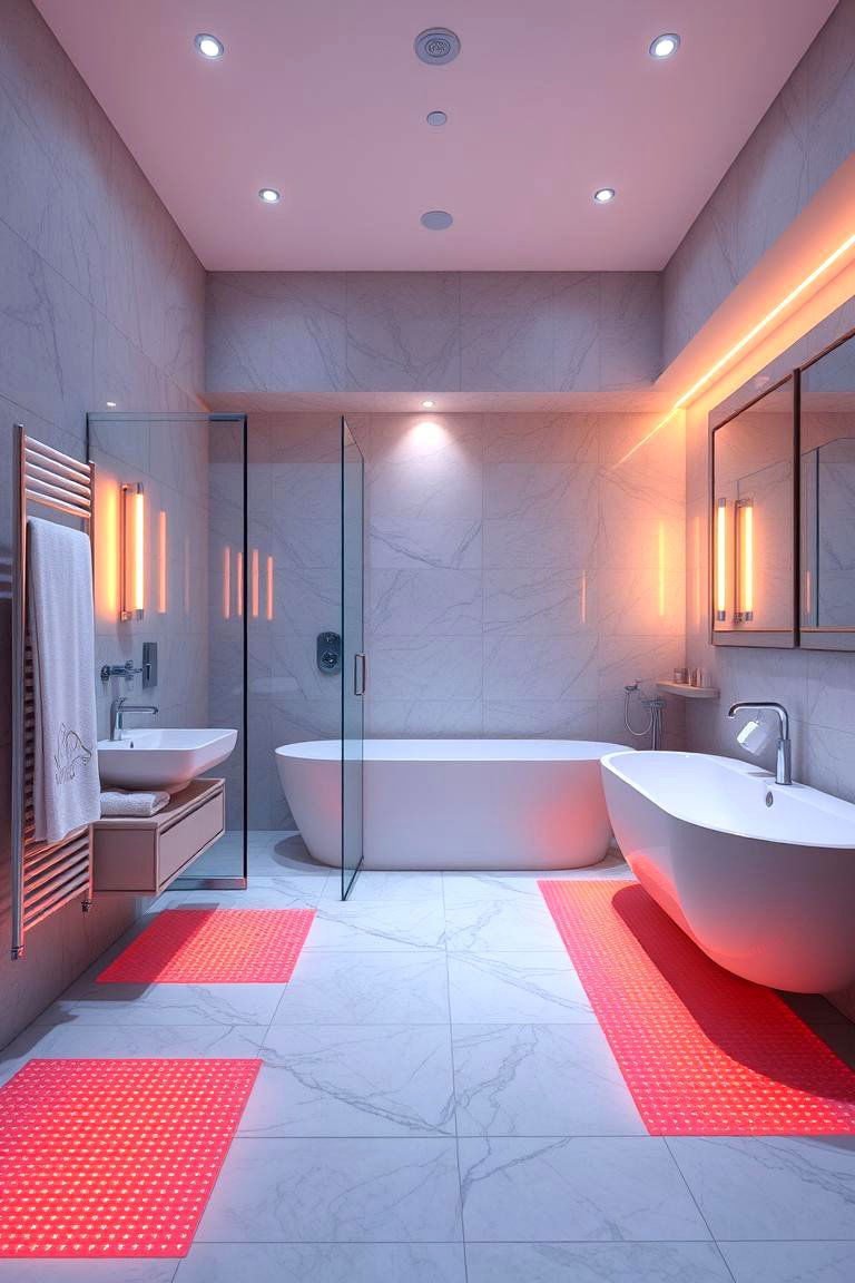 Heated Floors and Towel Warmers - 24 Large Bathroom Ideas
