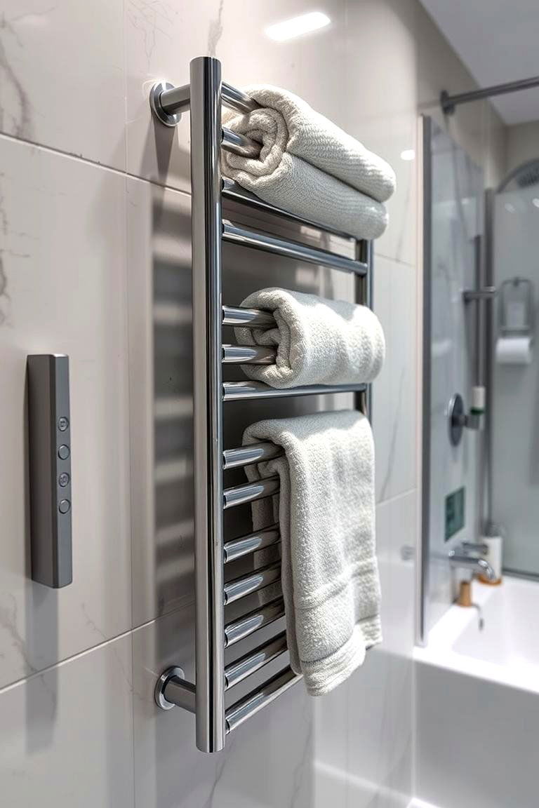Heated Towel Racks for Warm Comfort - 24 Handicap Bathroom Ideas