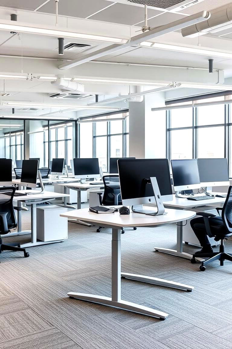 Height Adjustable Desks Throughout - 24 Office Interior Design Ideas