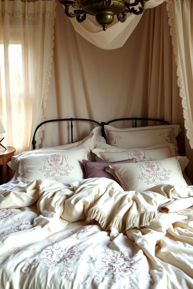Heirloom Bedding Textures - 24 Vintage Bedroom Ideas