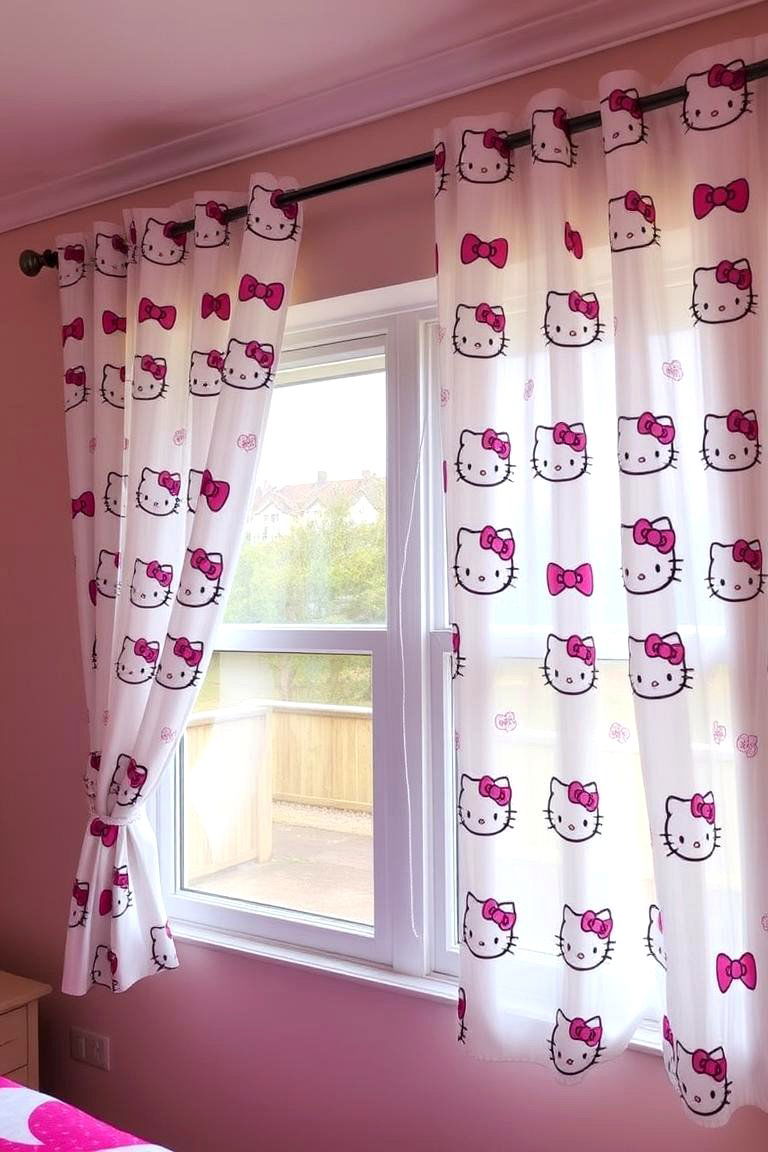 Hello Kitty Inspired Curtains - 24 Hello Kitty Bedroom Ideas