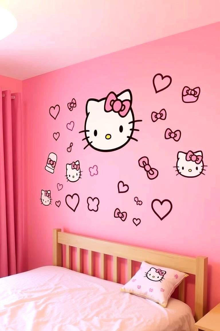 Hello Kitty Themed Wall Decals - 24 Hello Kitty Bedroom Ideas