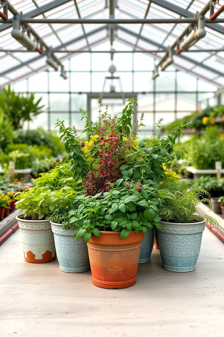 Herb Garden Centerpiece - 24 Greenhouse Decor Ideas