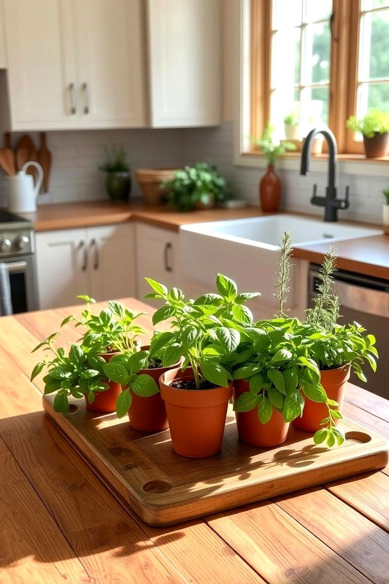Herb Garden Display - 24 kitchen island decor ideas