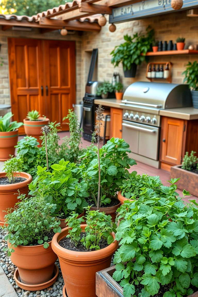 Herb Garden Integration - 24 Rustic Outdoor Kitchen Ideas