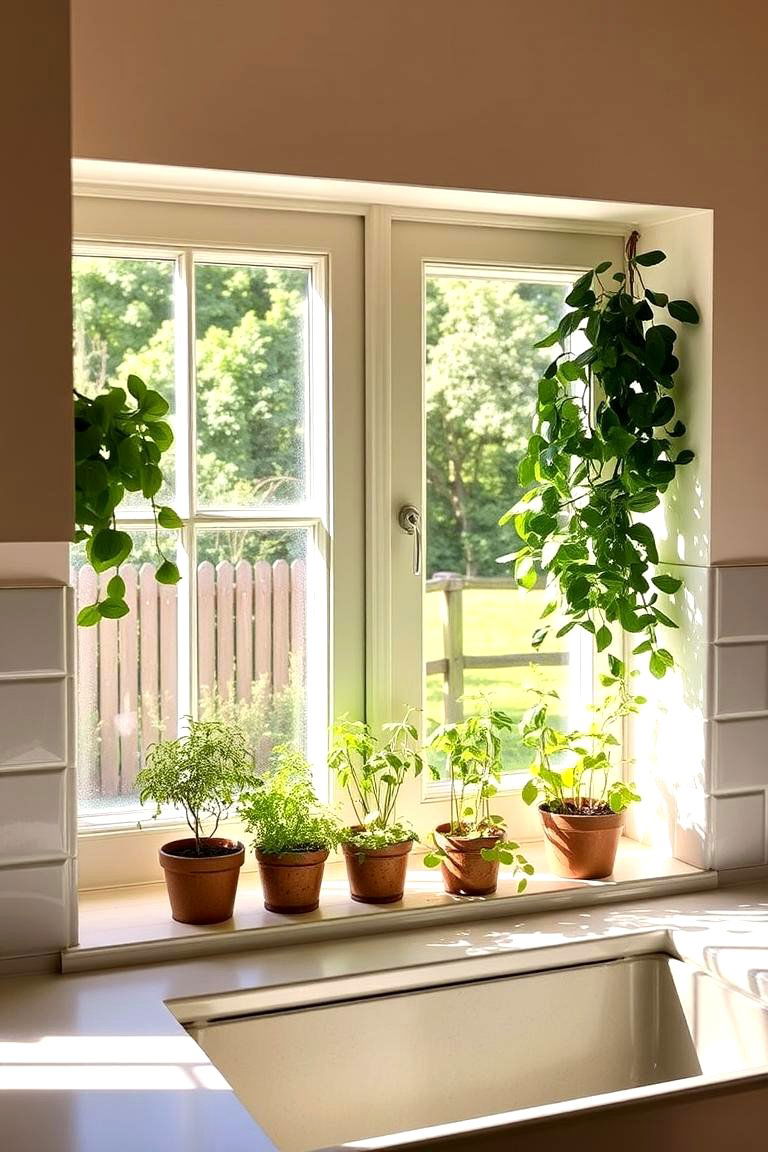 Herb Garden Windowsill - 24 Cottagecore Interior Design Ideas