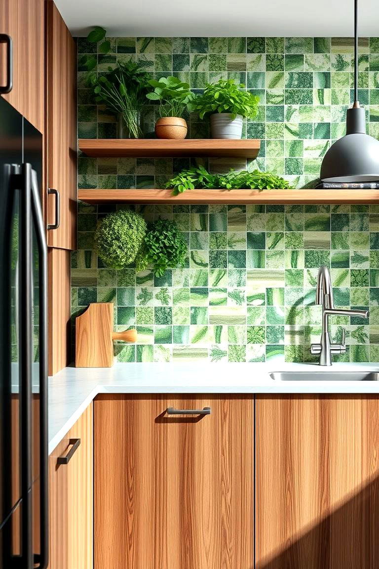 Herbal Infusion - 24 Kitchen With Green Backsplash Ideas