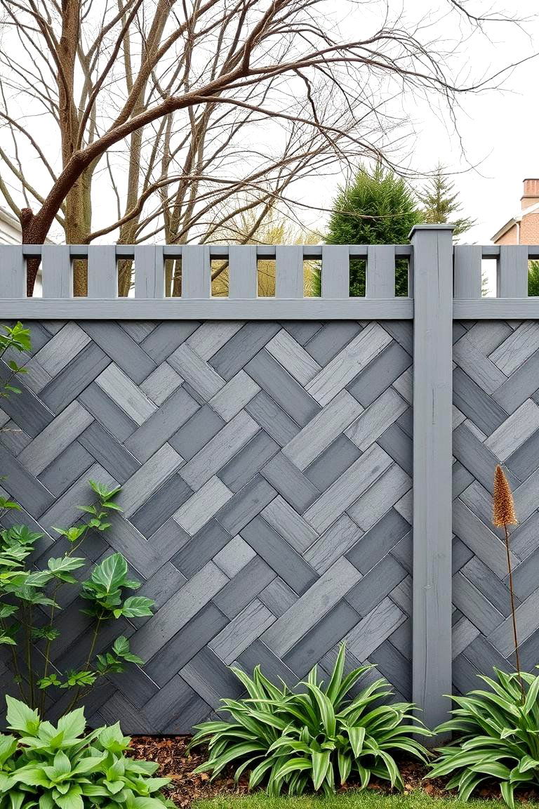 Herringbone Design for a Unique Touch - 24 Fence Painting Ideas