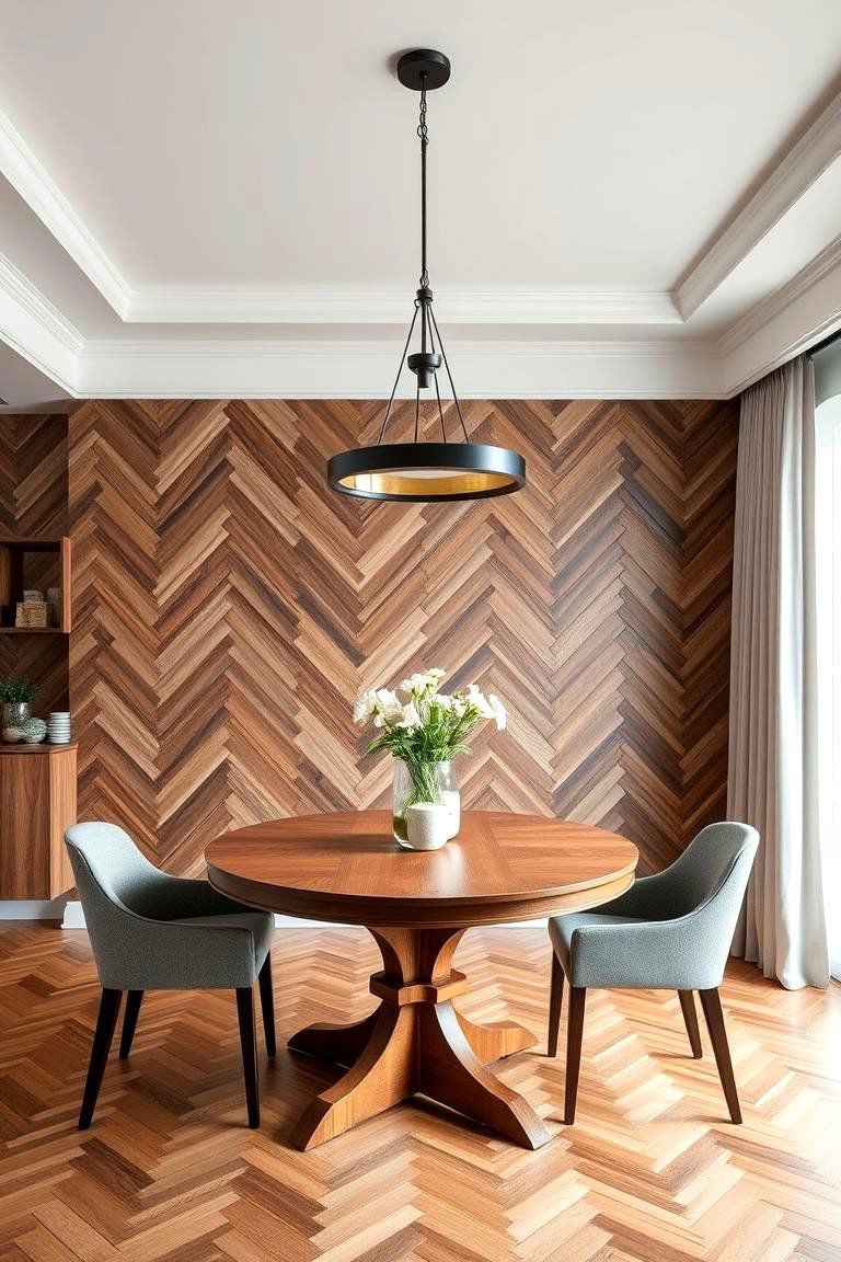 Herringbone Elegance - 24 Wood Trim Accent Wall Ideas