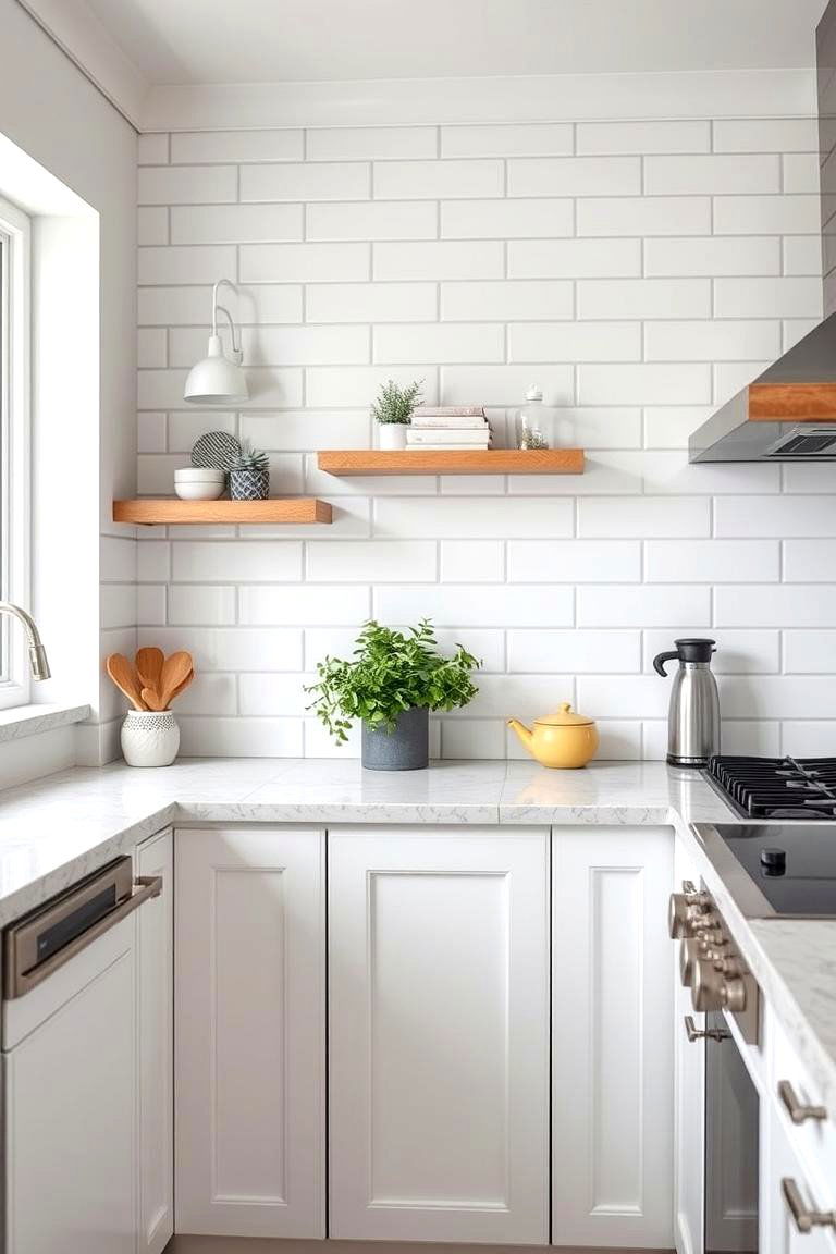 Herringbone Pattern Backsplash for Texture - 24 l shaped kitchen ideas