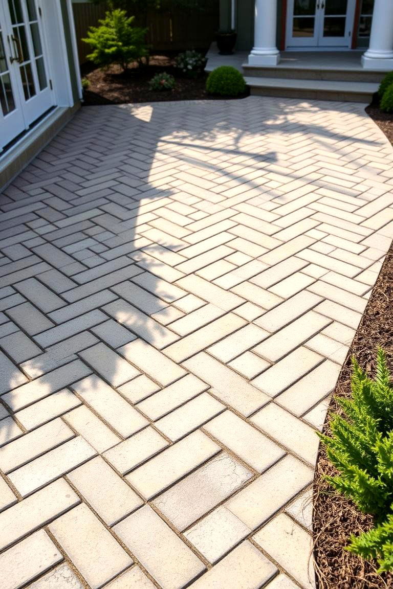 Herringbone Pattern Patio - 24 Stone Patio Ideas