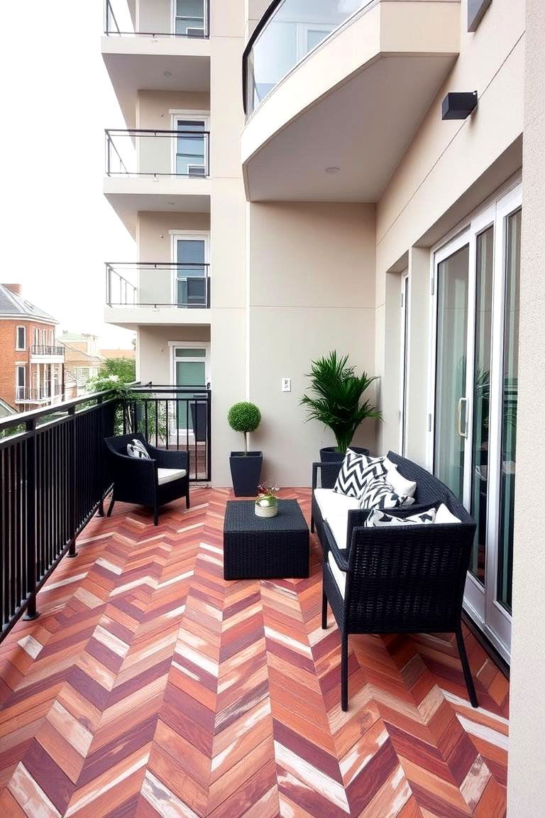Herringbone Pattern Tiles - 24 Balcony Tiles Ideas
