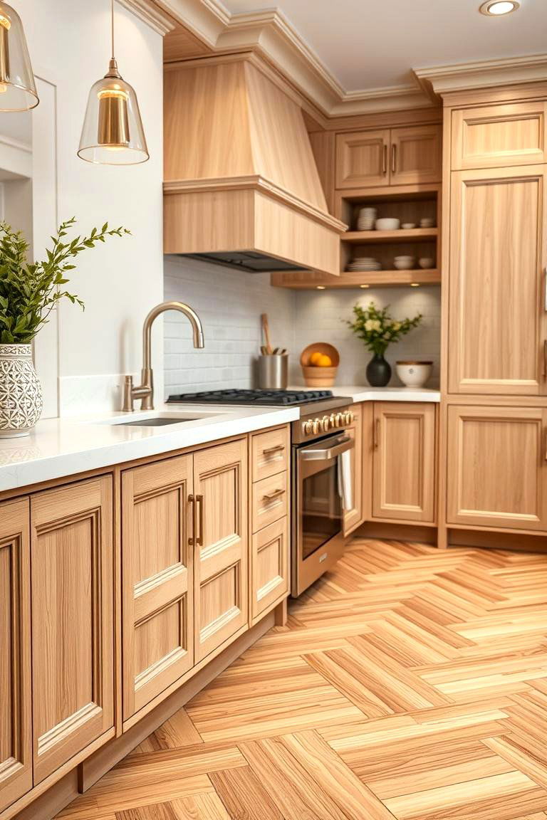 Herringbone Pattern Wood Countertop - 24 Wood Countertop Ideas