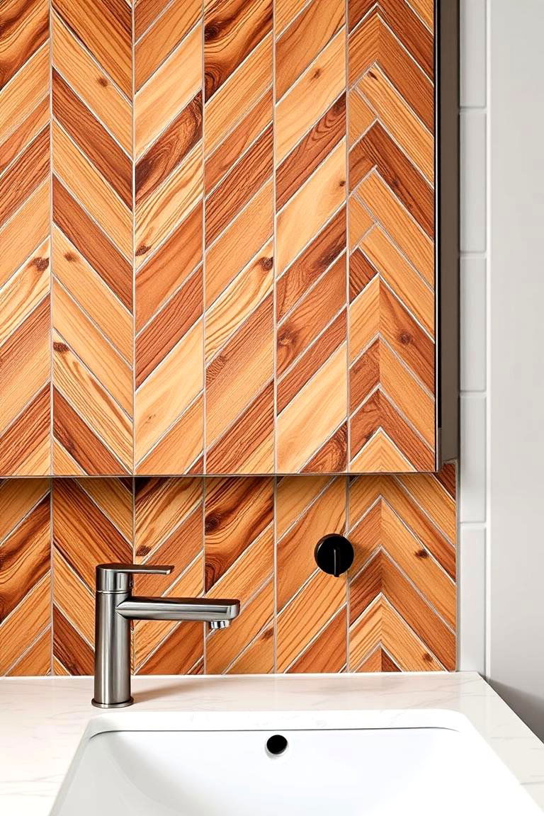Herringbone Pattern for a Stylish Twist - 24 Bathroom Backsplash Ideas
