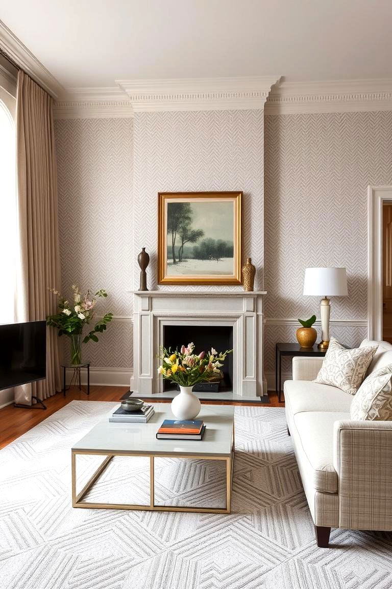 Herringbone Patterns - 24 Living Room Wallpaper Ideas