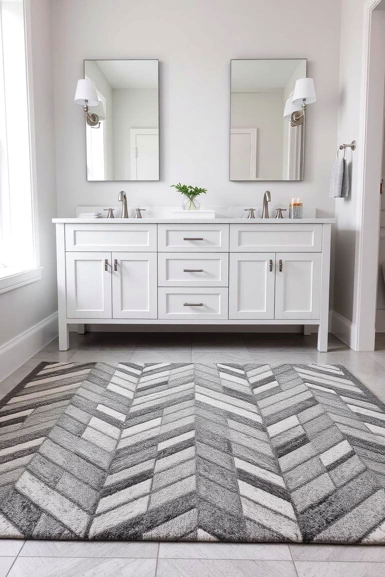 Herringbone Rugs for Timeless Elegance - 24 Bathroom Rug Ideas