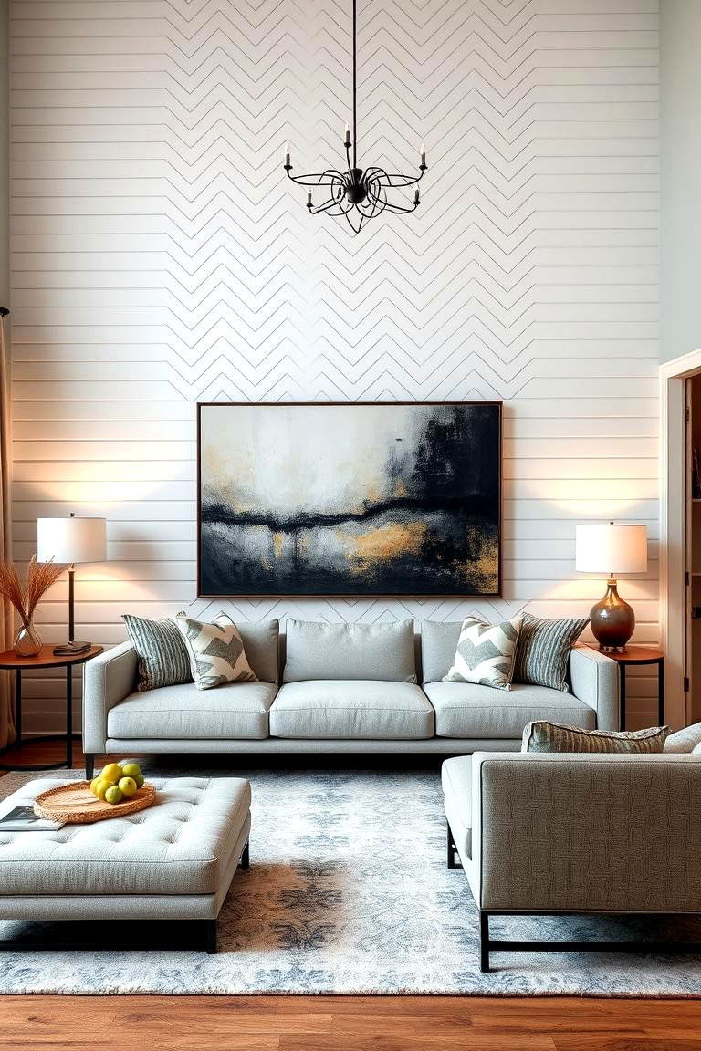 Herringbone Shiplap Pattern - 24 Shiplap Living Room Ideas