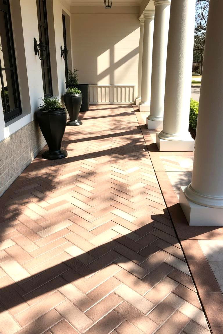 Herringbone Tile Pattern - 24 Front Porch Tile Ideas