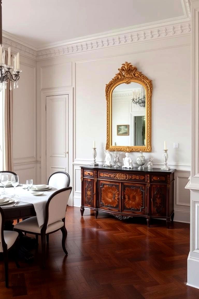 Herringbone Wood Flooring - 24 Parisian Dining Room Ideas