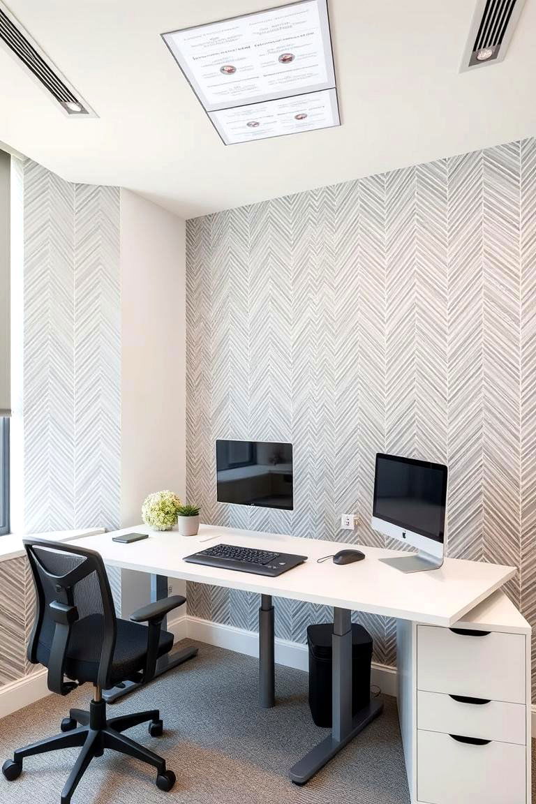 Herringbone or Chevron Pattern Wallpaper - 24 Office Wallpaper Ideas