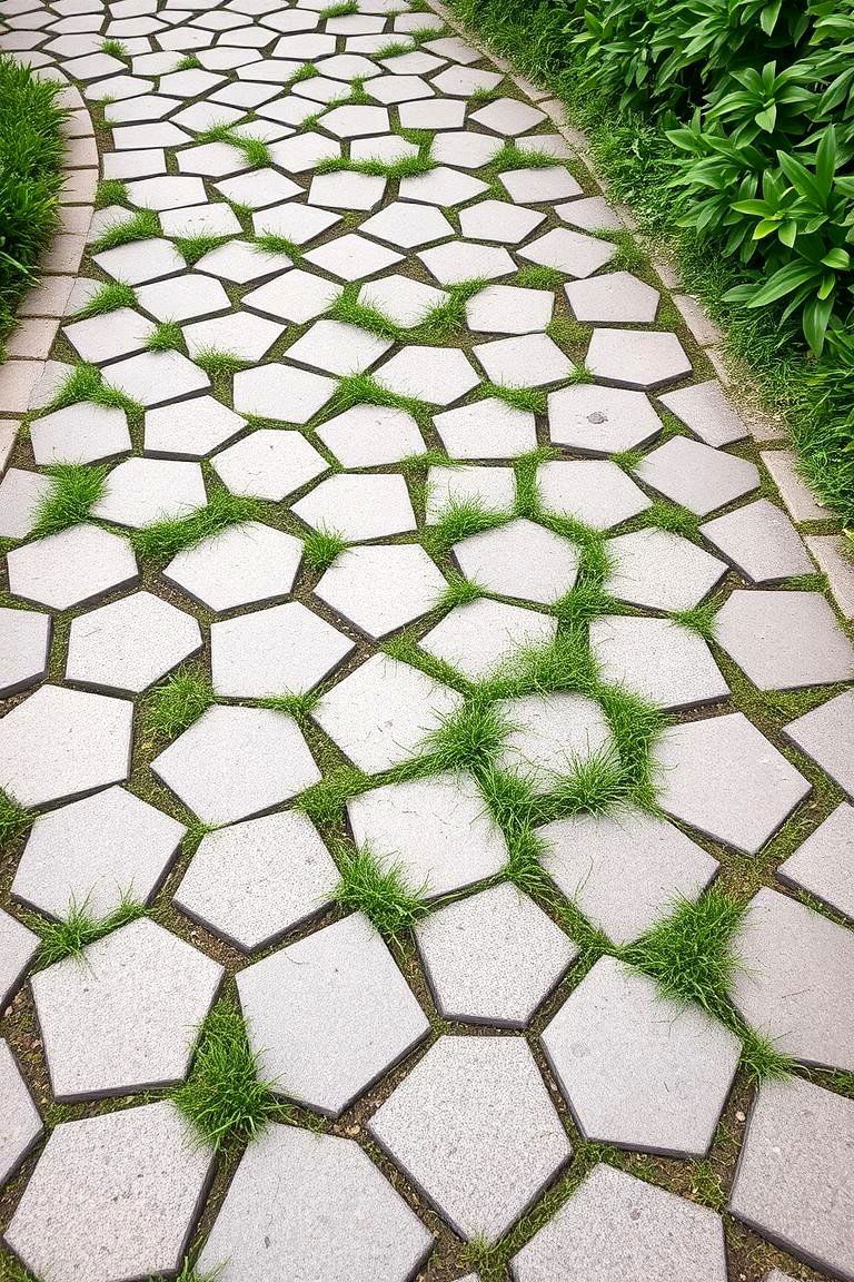 Hexagonal Stone Pathway - 24 Farmhouse Walkway Ideas
