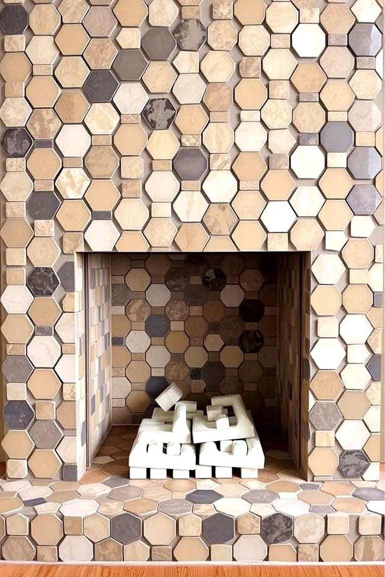 Hexagonal Tile Design - 24 Fireplace Tile Ideas