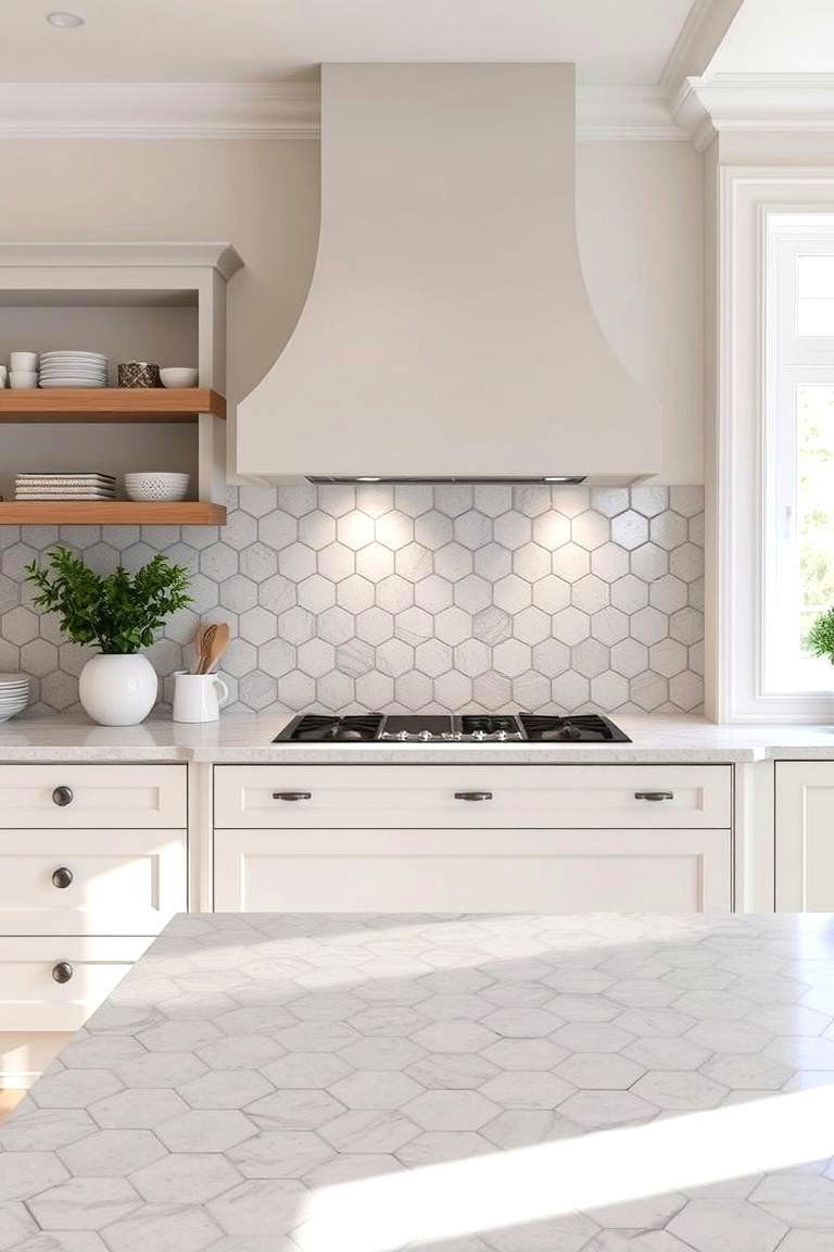 Hexagonal Tile Panels - 24 Kitchen Island Back Panel Ideas