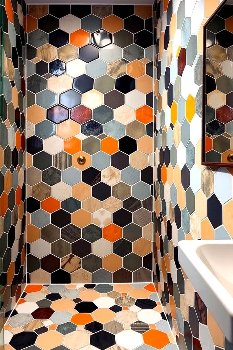 Hexagonal Tiles for a Modern Twist - 24 Bathroom Accent Wall Ideas