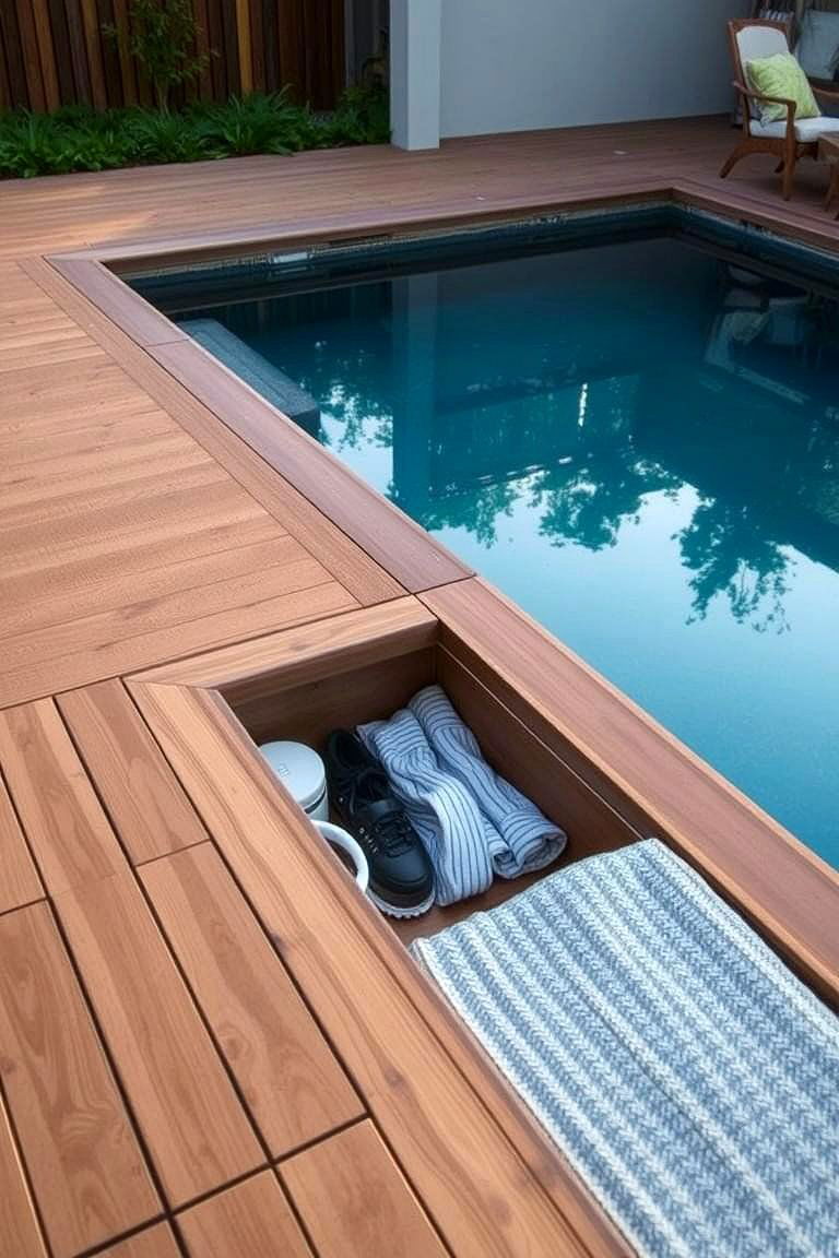Hidden Deck Storage Compartments - 24 Pool Storage Ideas