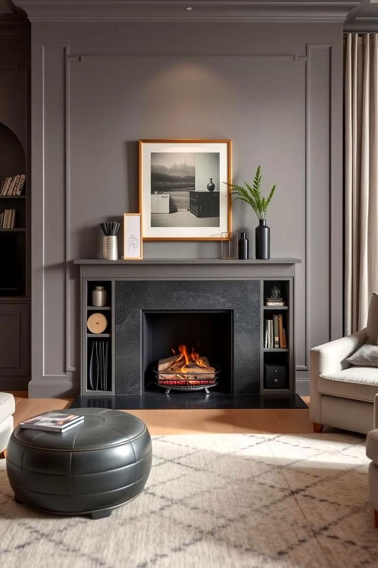 Hidden Fireplace Storage - 24 Mid-century Modern Fireplace Ideas