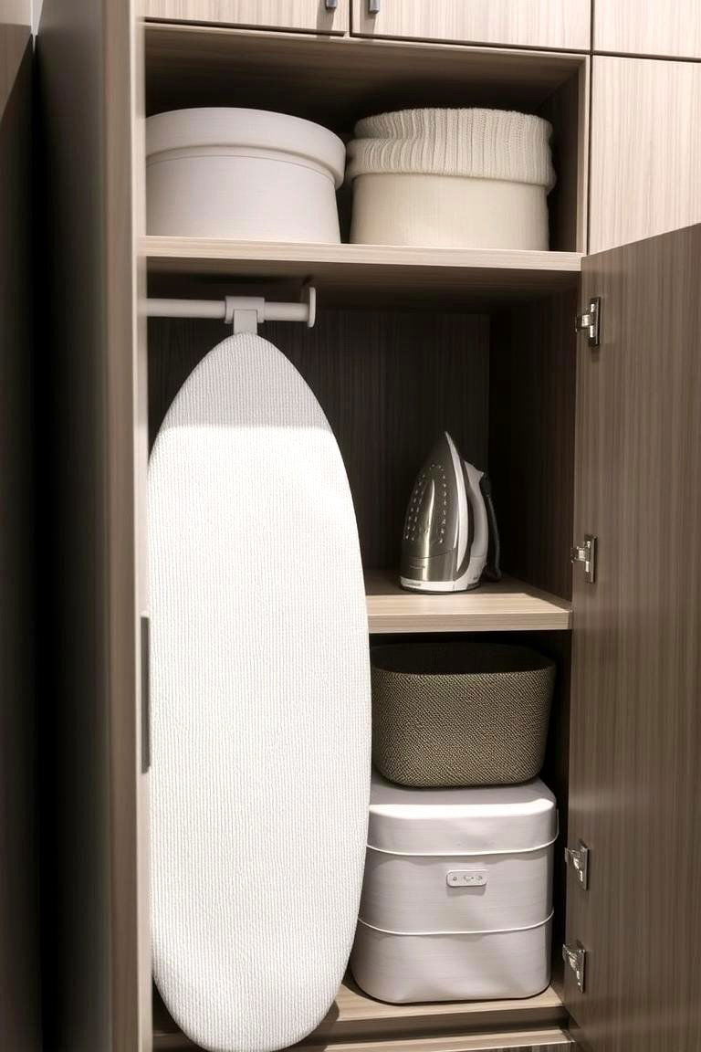 Hidden Ironing Board Installation - 24 Stackable Laundry Room Ideas