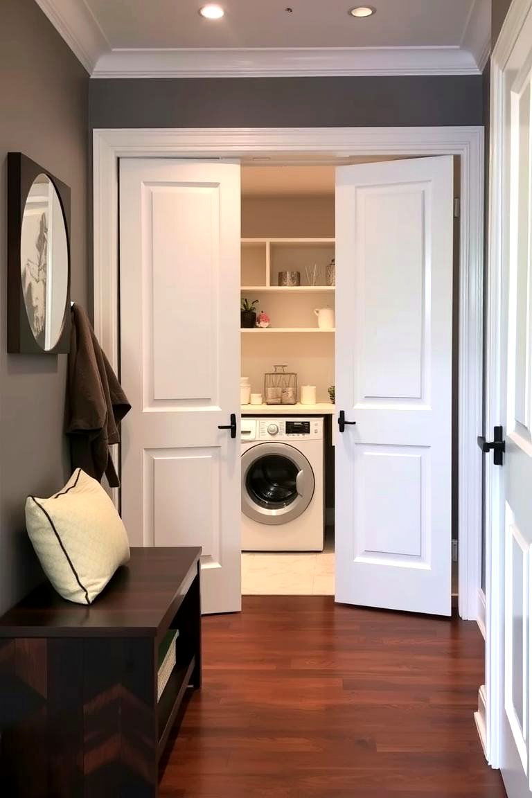 Hidden Laundry Behind Bi Fold Doors - 24 Mudroom Laundry Room Ideas