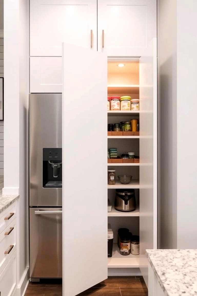 Hidden Pantry Behind Cabinet Doors - 24 Kitchen Pantry Ideas