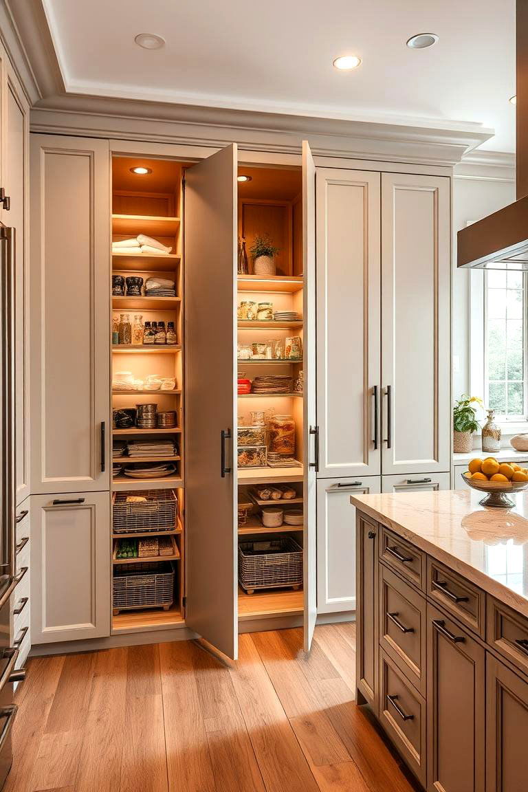 Hidden Pantry Cabinets - 24 Floor to Ceiling Cabinets Ideas
